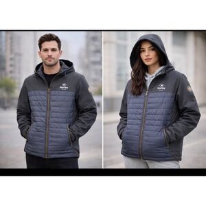 Hurley Puffer Jacket Navy Blue Full Zip Hooded Athleisure Mens XL